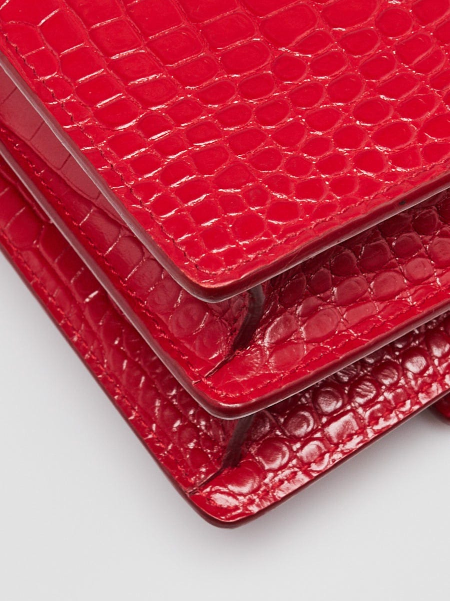 Yves Saint Laurent Red Crocodile Embossed Leather Medium Sunset