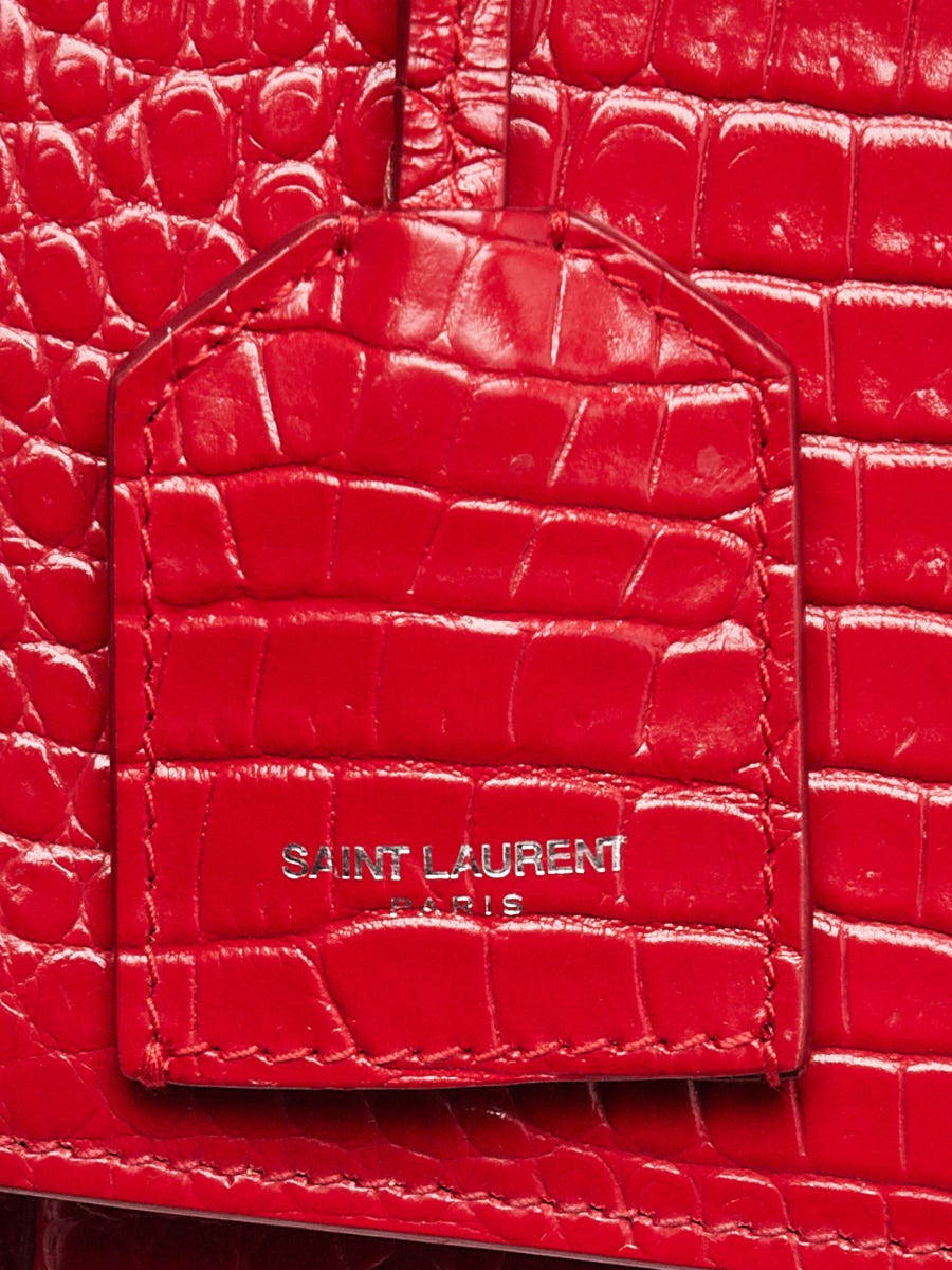 Yves Saint Laurent Red Crocodile Embossed Leather Medium Sunset