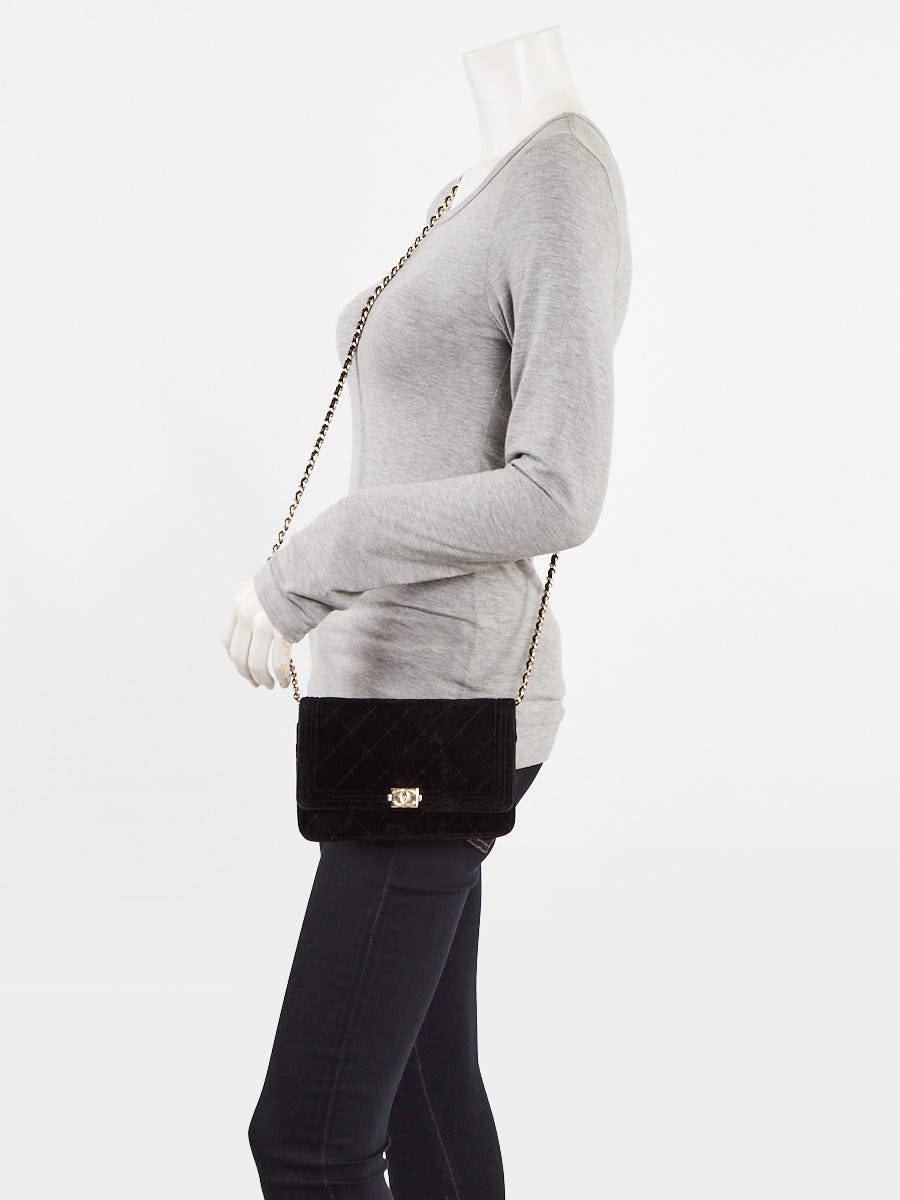 Chanel Black Quilted Velvet Boy WOC Clutch Bag