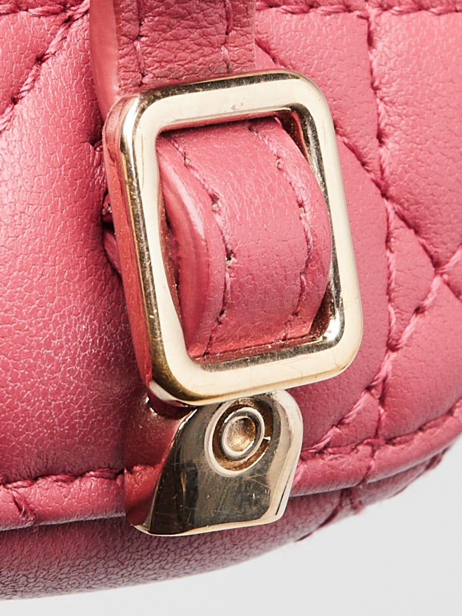 Christian Dior Dark Pink Cannage Quilted Lambskin Leather Micro