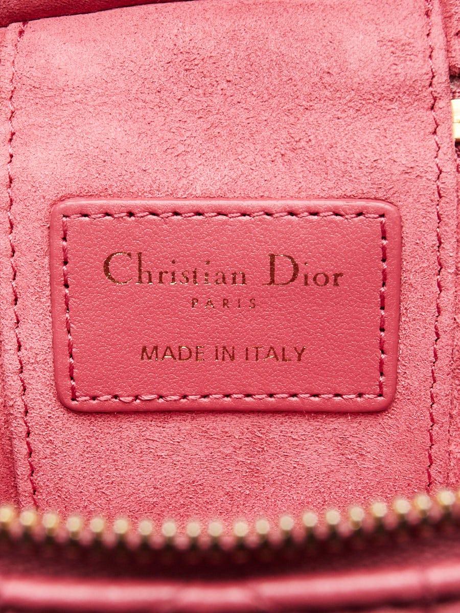 Christian Dior Dark Pink Cannage Quilted Lambskin Leather Micro