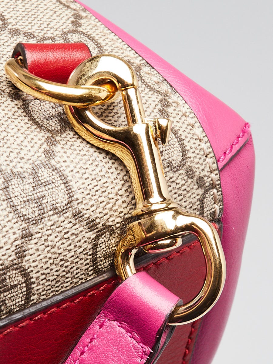 Gucci Red/Pink GG Supreme Coated Canvas and Leather Signature