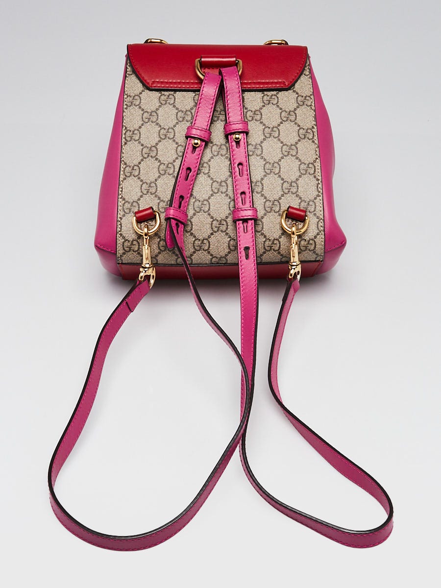 Gucci Red/Pink GG Supreme Coated Canvas and Leather Signature