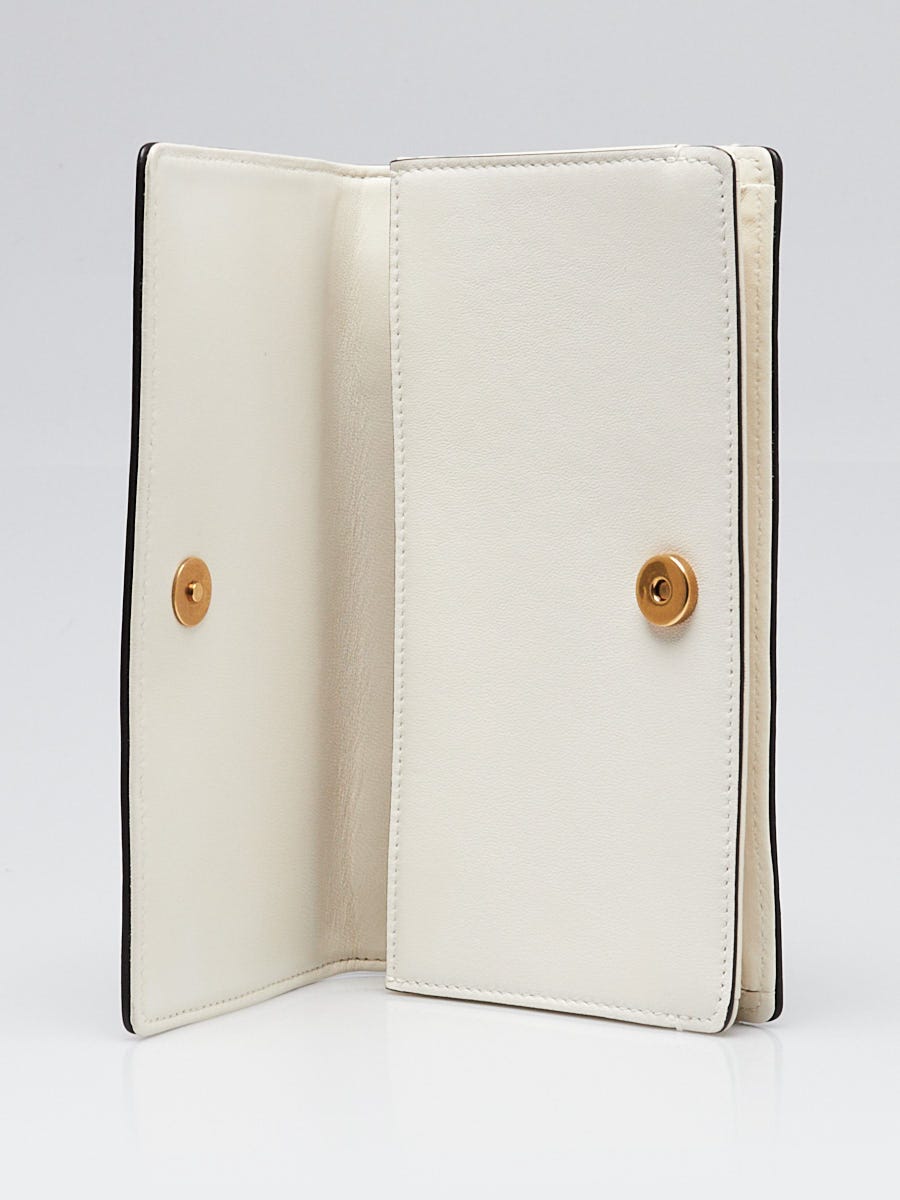 Christian Dior White Smooth Leather Embellished La Roue de la Fortune Clutch Wallet
