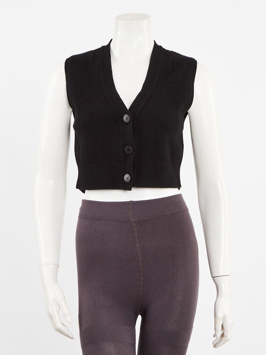 Hermes Black Cashmere Cropped Vest Size 2/36 | Yoogi's Closet