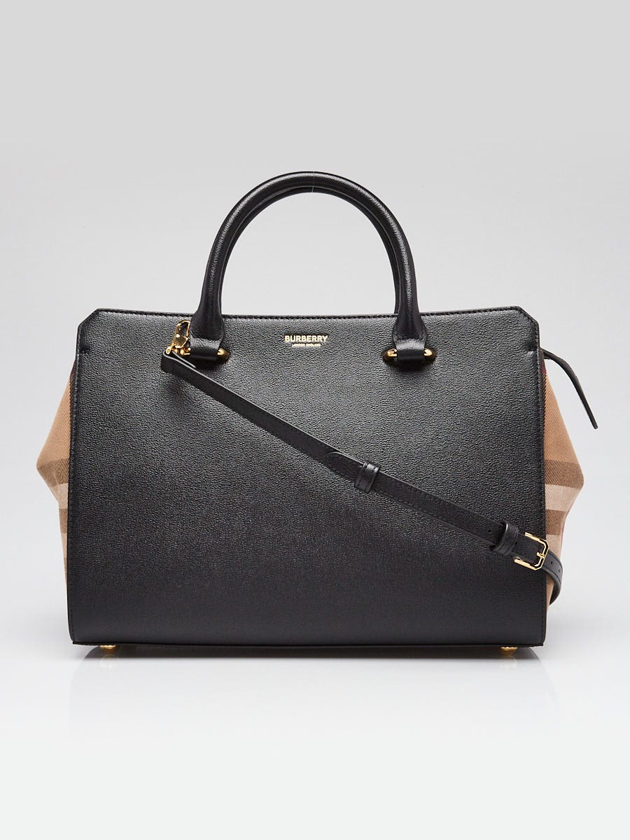 Burberry Black Leather Vintage Check Small Banwell Bag | Yoogi's