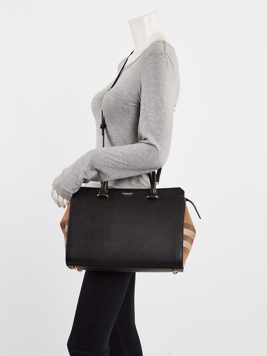 Burberry Black Leather Vintage Check Small Banwell Bag