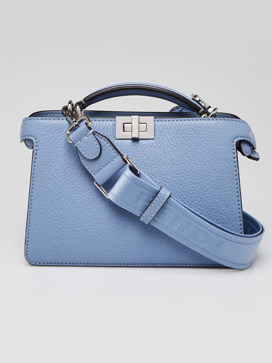 パフィオ Fendi Blue Pebbled Leather Small Peekaboo Iseeu XCross Satchel Bag
