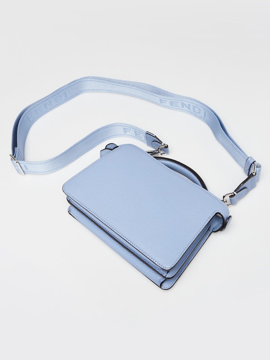 Fendi Blue Pebbled Leather Small Peekaboo Iseeu XCross Satchel Bag