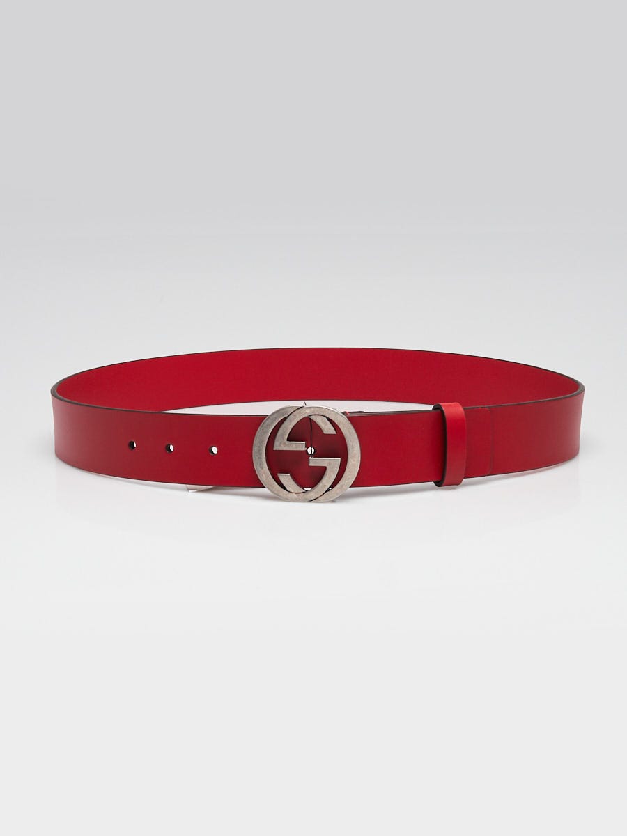 Gucci Red Leather Belt with Silver Buckle size 90/36 NEW Authentic GUCCI Red Leather Interlocking G Buckle  main image 3