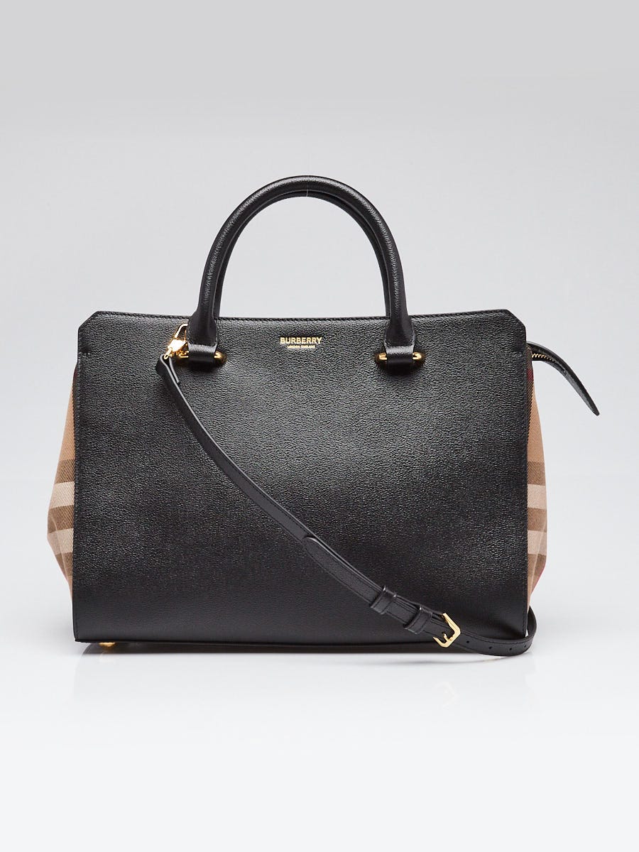 Burberry Black Leather Vintage Check Small Banwell Bag