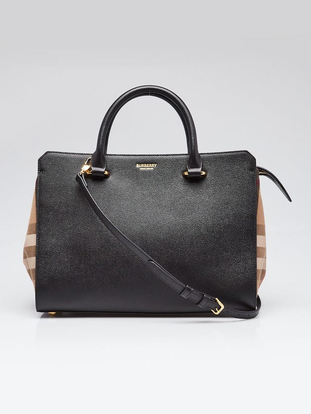 Burberry Black Leather Vintage Check Small Banwell Bag