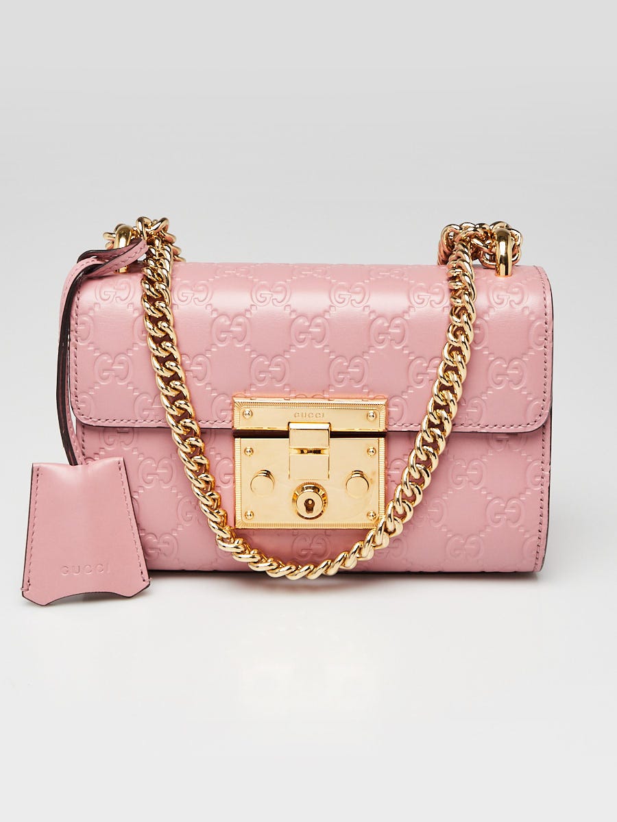 Gucci Pink Guccissima Leather Padlock Small Shoulder Bag | Yoogi's