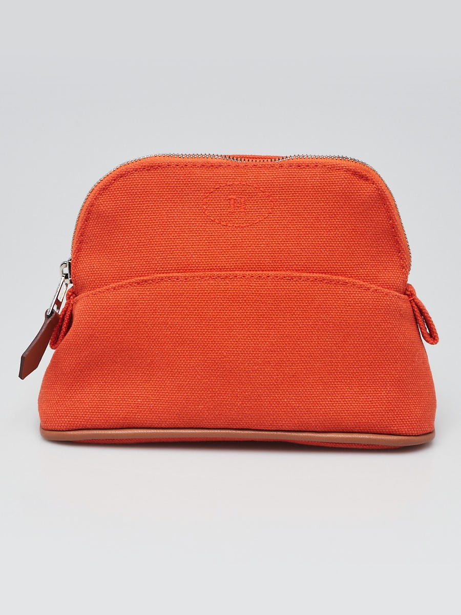 Hermes Orange Canvas Bolide Mini Mini Cosmetic Pouch Bag | Yoogi's