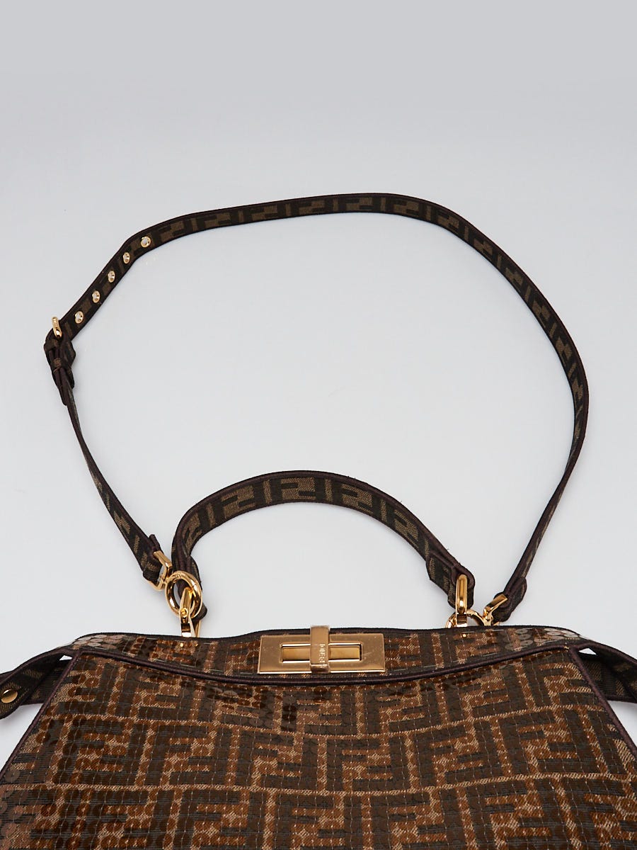 Fendi Moro FF Jacquard Fabric and Sequins Medium Peekaboo Iseeu