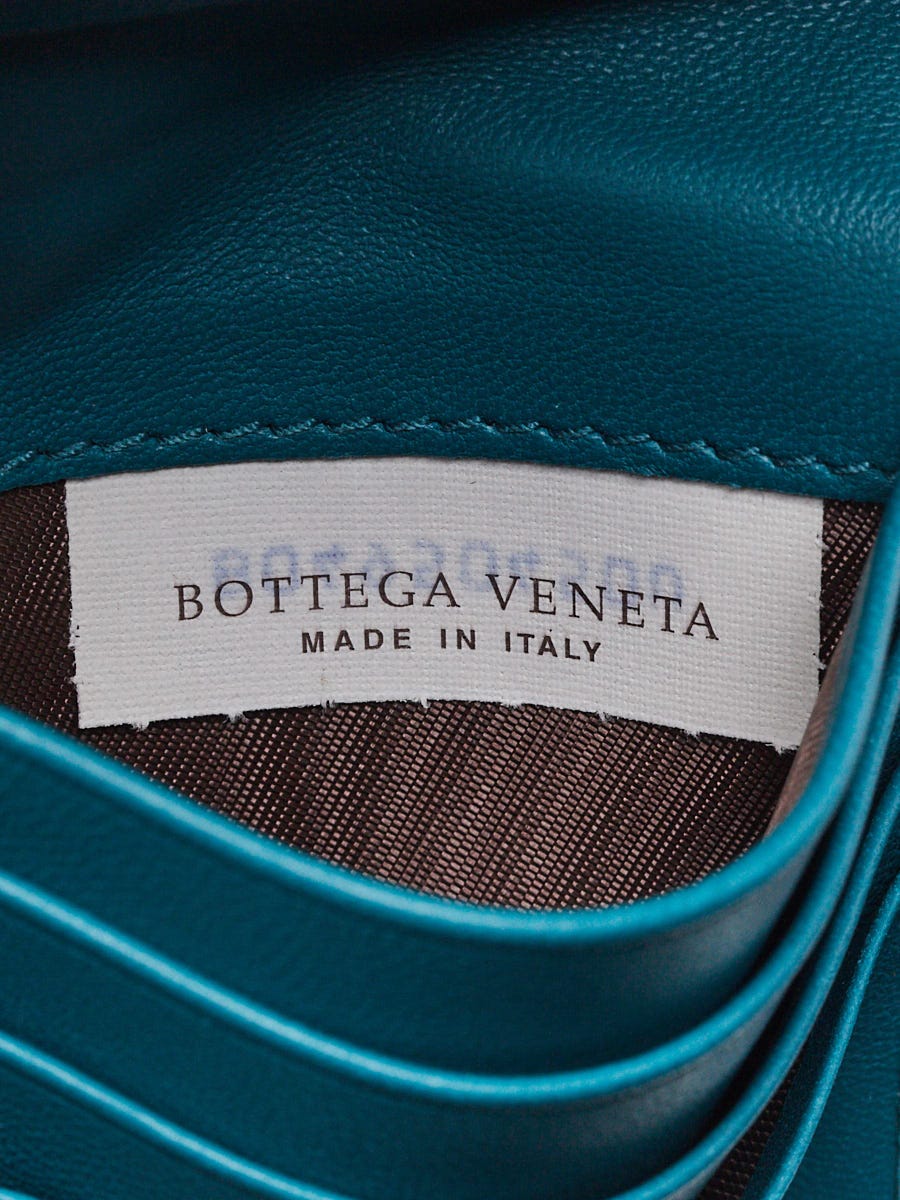 Bottega Veneta Teal Intrecciato Nappa Leather Mini Wallet