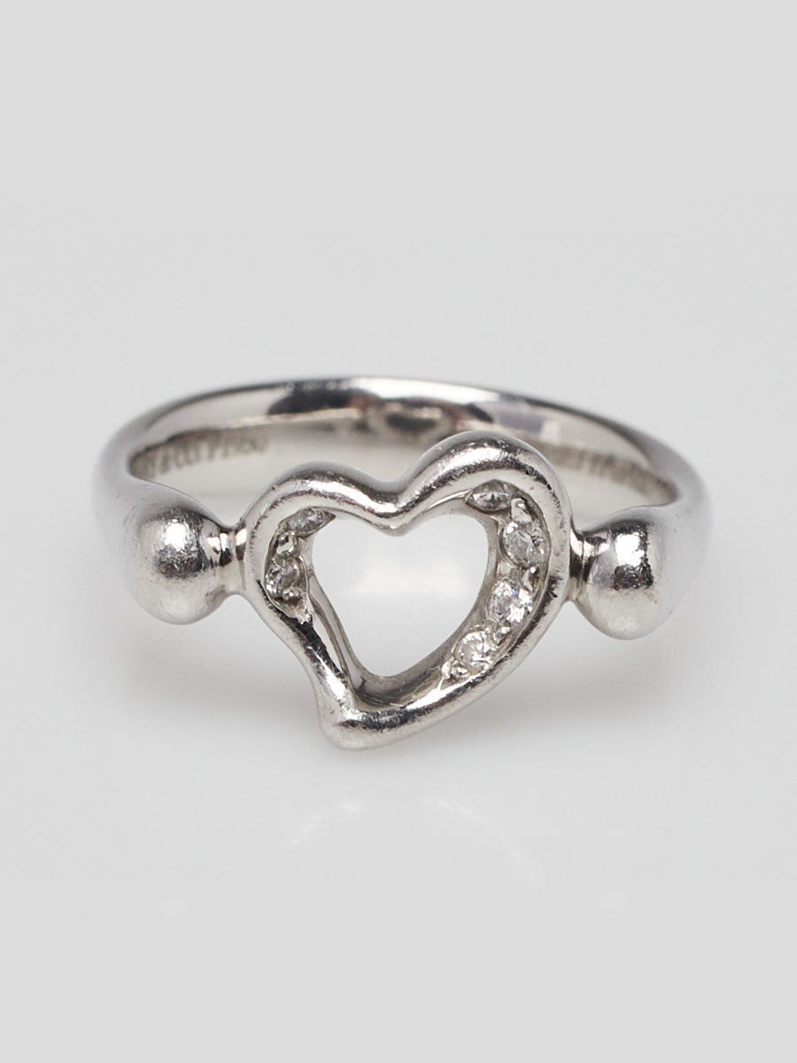 Tiffany & Co. Platinum and Diamond Elsa Peretti Open Heart Ring Size 4