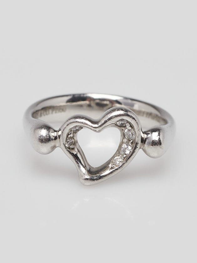 Tiffany & Co. Platinum and Diamond Elsa Peretti Open Heart Ring Size 4