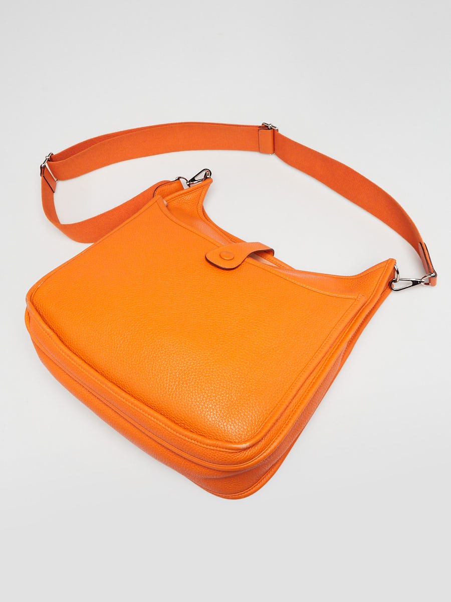 Hermes Orange Clemence Leather Evelyne GM III Bag