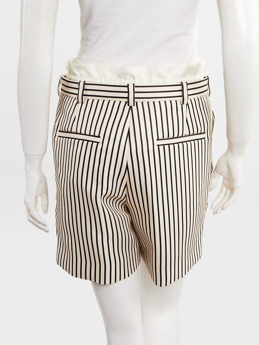 Louis Vuitton Ecru Silk Striped High Waisted Shorts Size 6/40