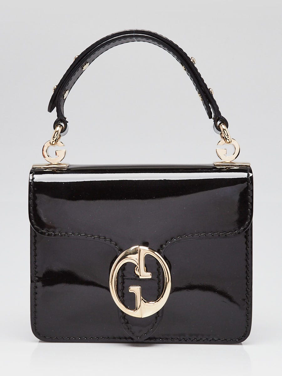 Gucci Black Patent Leather 1973 Small Top Handle Bag | Yoogi's Closet
