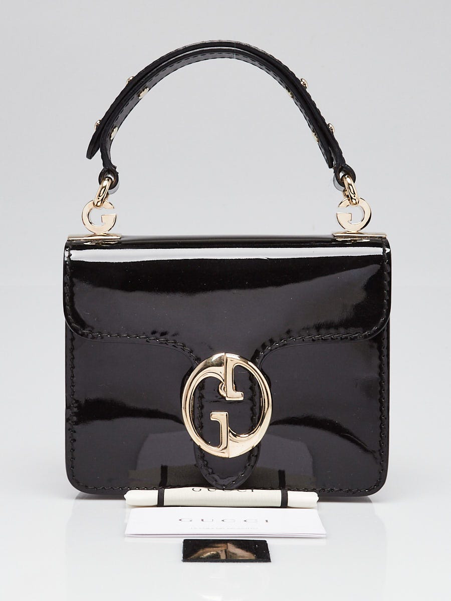 Gucci Black Patent Leather 1973 Small Top Handle Bag | Yoogi's Closet