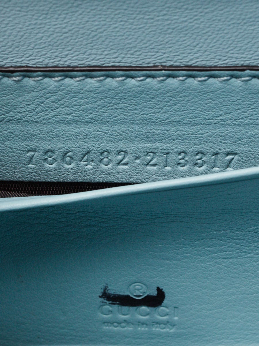 Gucci Light Blue Ostrich 1947 Mini Bamboo Top Handle Bag | Yoogi's