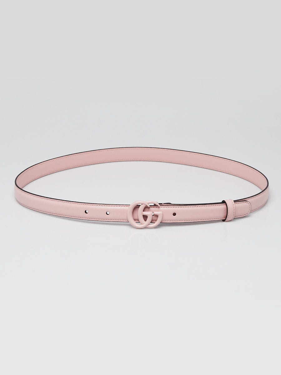 Gucci Pink Smooth Leather Thin Double G Belt Size 90/36