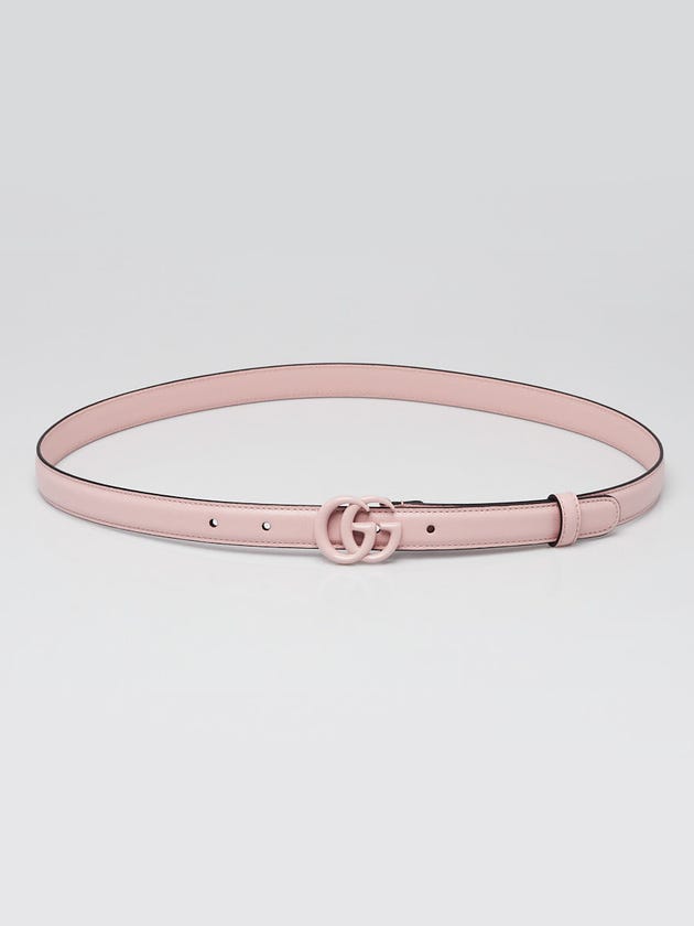 Gucci Pink Smooth Leather Thin Double G Belt Size 90/36