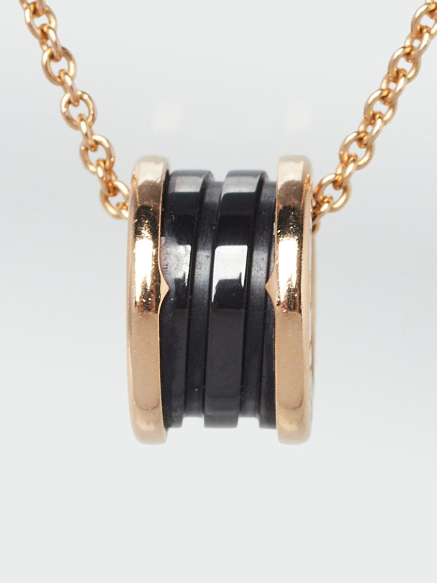 Bvlgari 18k Rose Gold and Black Ceramic B.Zero1 Pendant Necklace
