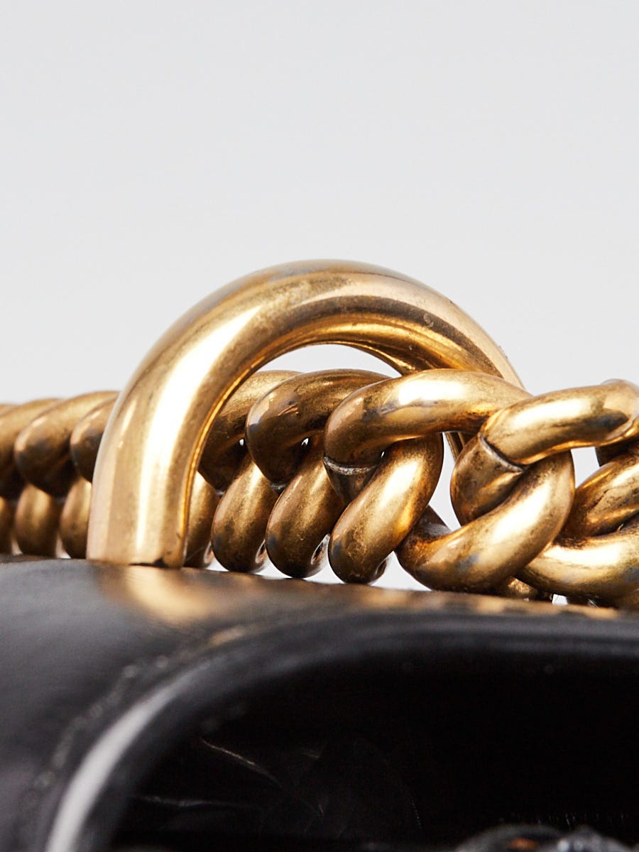 Gucci Black Smooth Leather GG Marmont Heart Shoulder Bag | Yoogi's