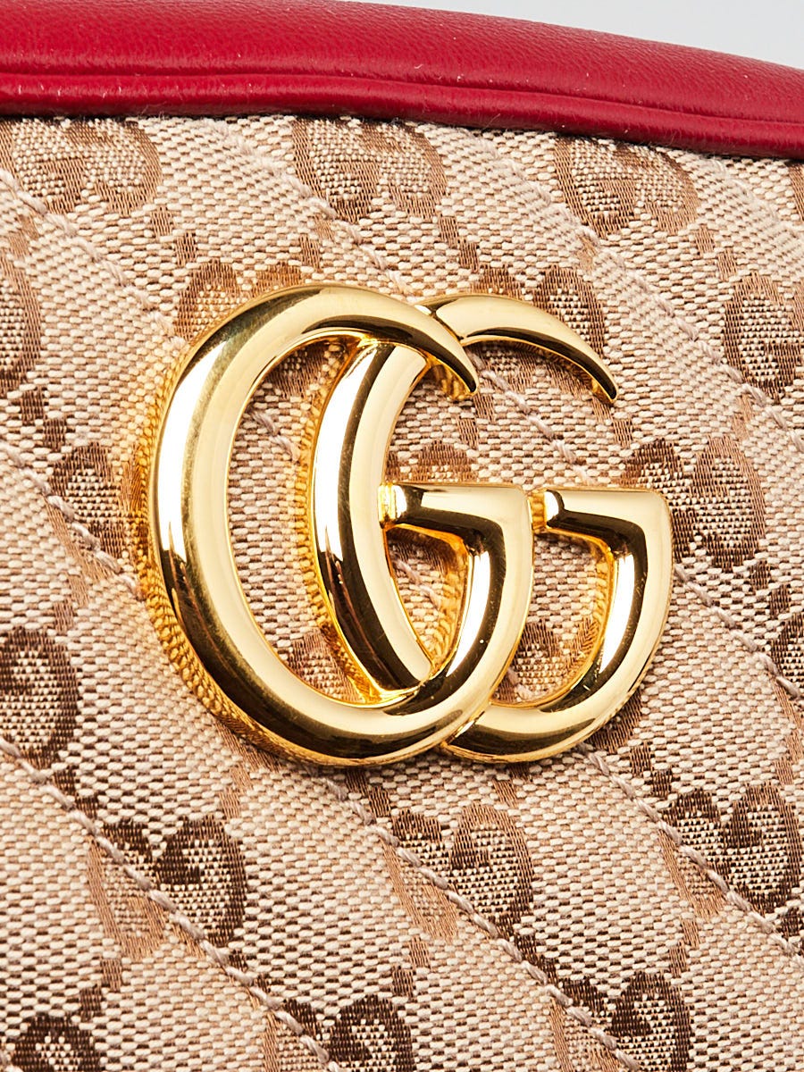 Gucci バッグ レッド ベージュ Gucci Beige/Red GG Diagonal Quilted Canvas Marmont Small Camera