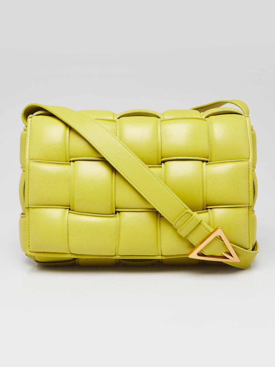 Bottega Veneta Yellow Nappa Leather Maxi Weave Padded Cassette Bag