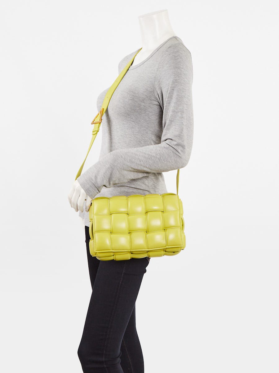 Bottega Veneta Yellow Nappa Leather Maxi Weave Padded Cassette Bag