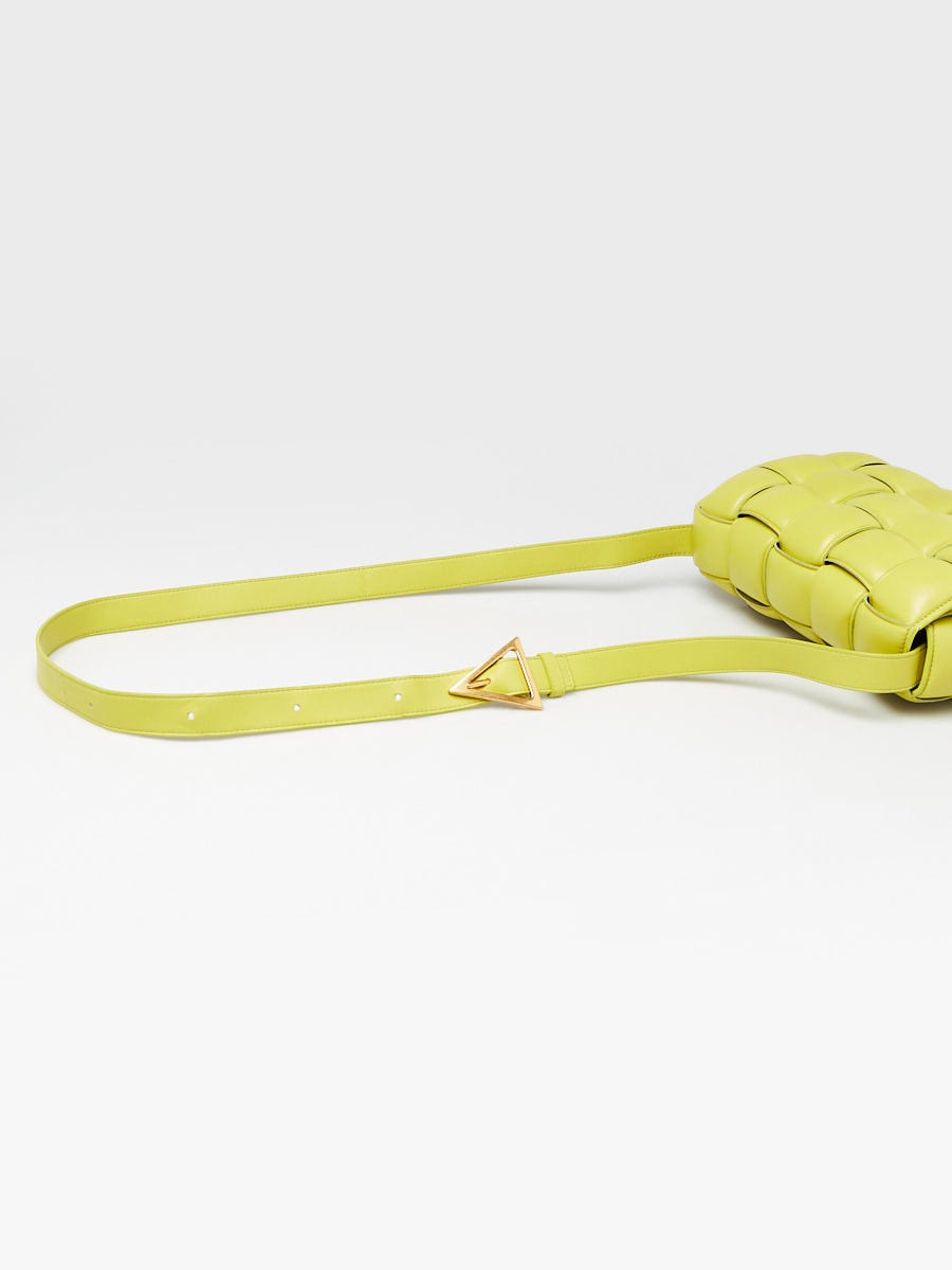 Bottega Veneta Yellow Nappa Leather Maxi Weave Padded Cassette Bag