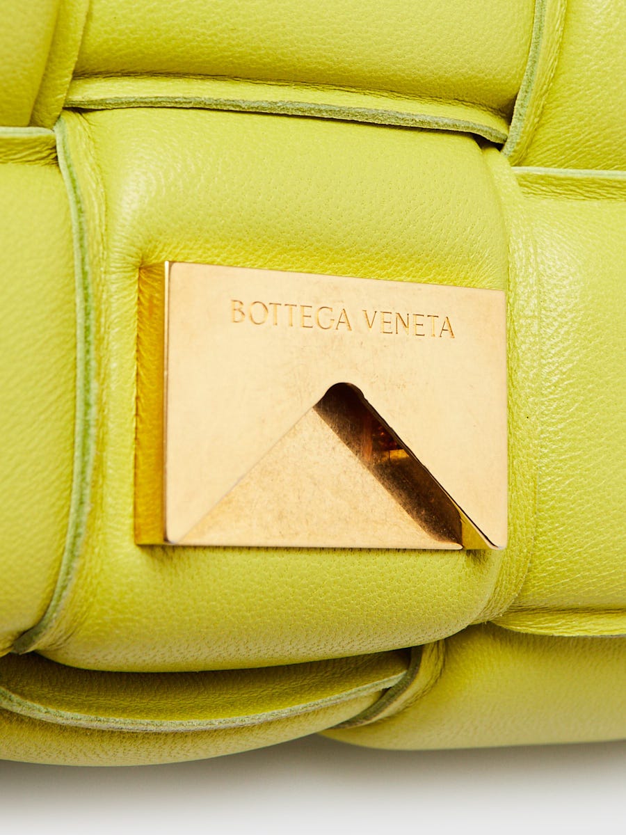 Bottega Veneta Yellow Nappa Leather Maxi Weave Padded Cassette Bag