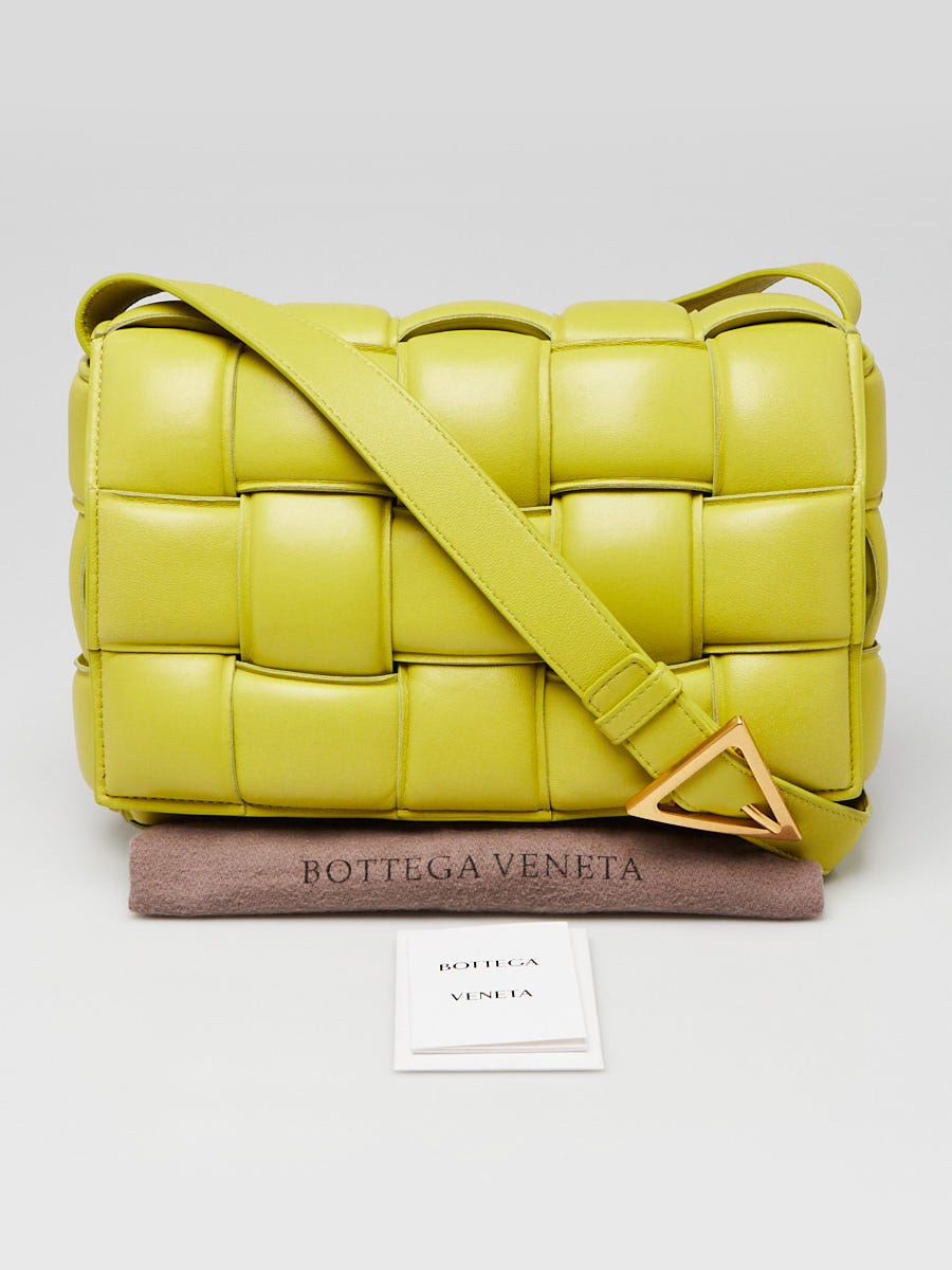 Rin様 BOTTEGA VENETA カセット イエロー Bottega Veneta Yellow Nappa Leather Maxi Weave Padded Cassette Bag