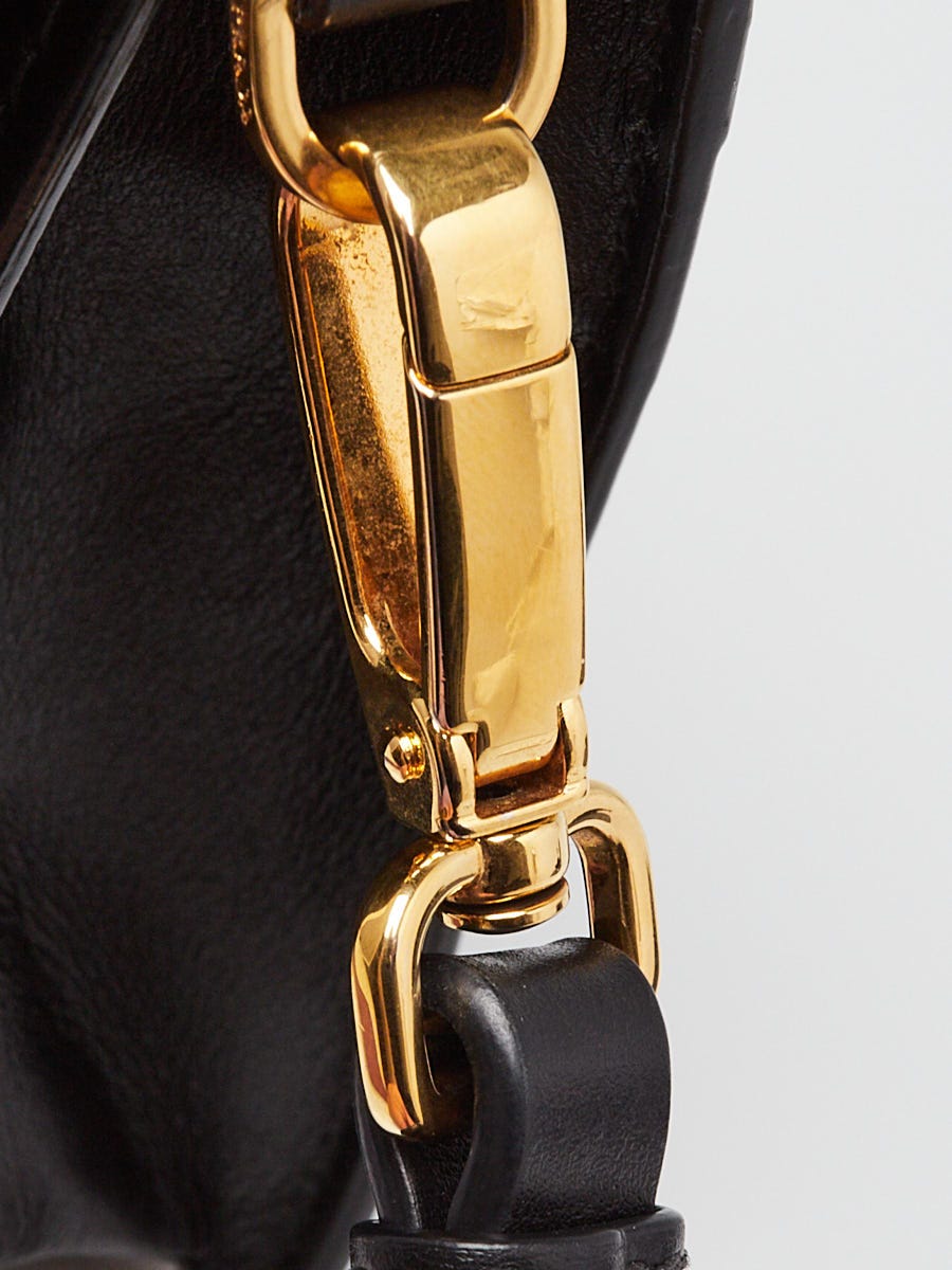 Prada Grey/Pink/Black City Calf Leather Metal Ribbon Shoulder Bag