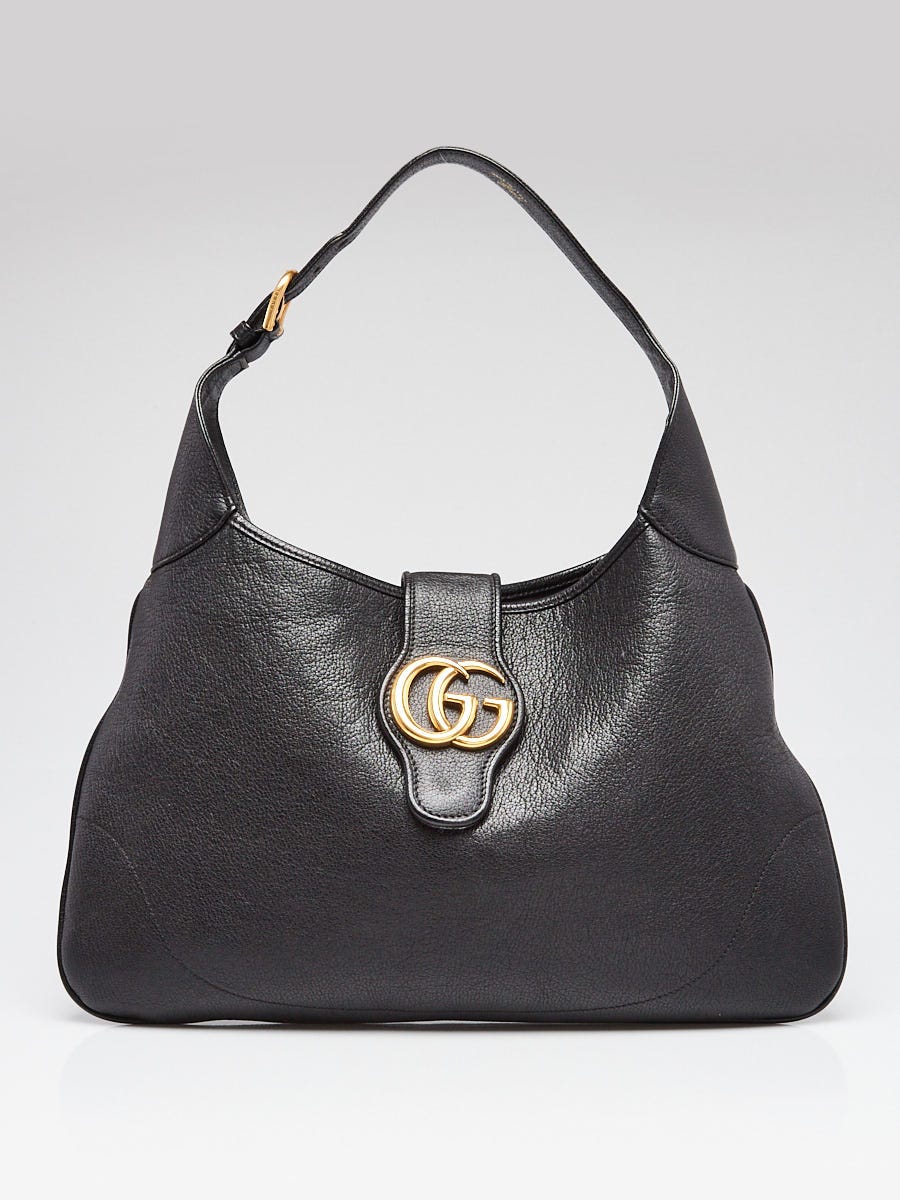 Gucci Black Leather Double G Aphrodite Medium Shoulder Bag