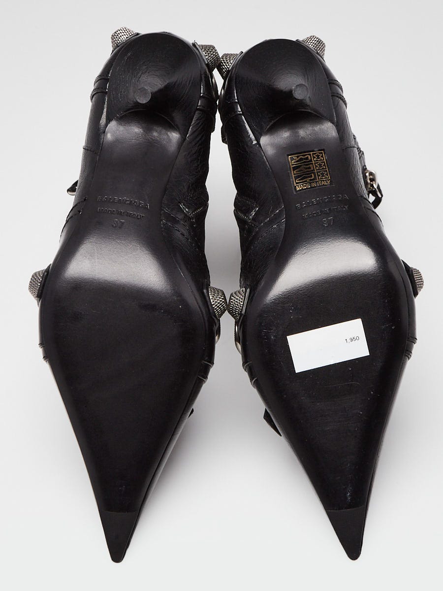 Balenciaga Black Leather Cagole Ankle Boots Size 6.5/37
