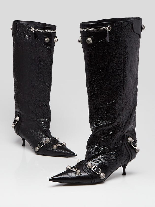 Balenciaga Black Arena Lambskin Leather Le Cagole Boots Size 7.5/38