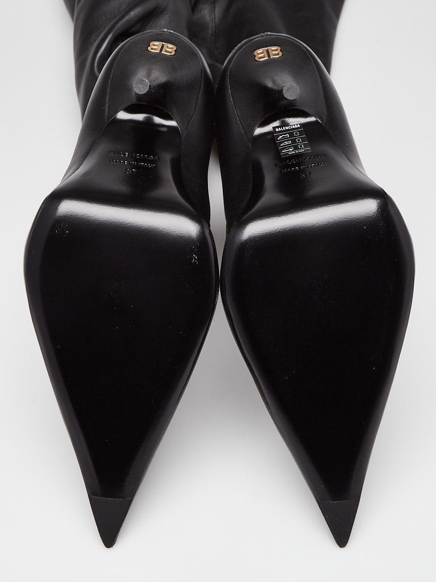 Balenciaga Black Leather Over The Knee Avenue Boots Size 6.5/37