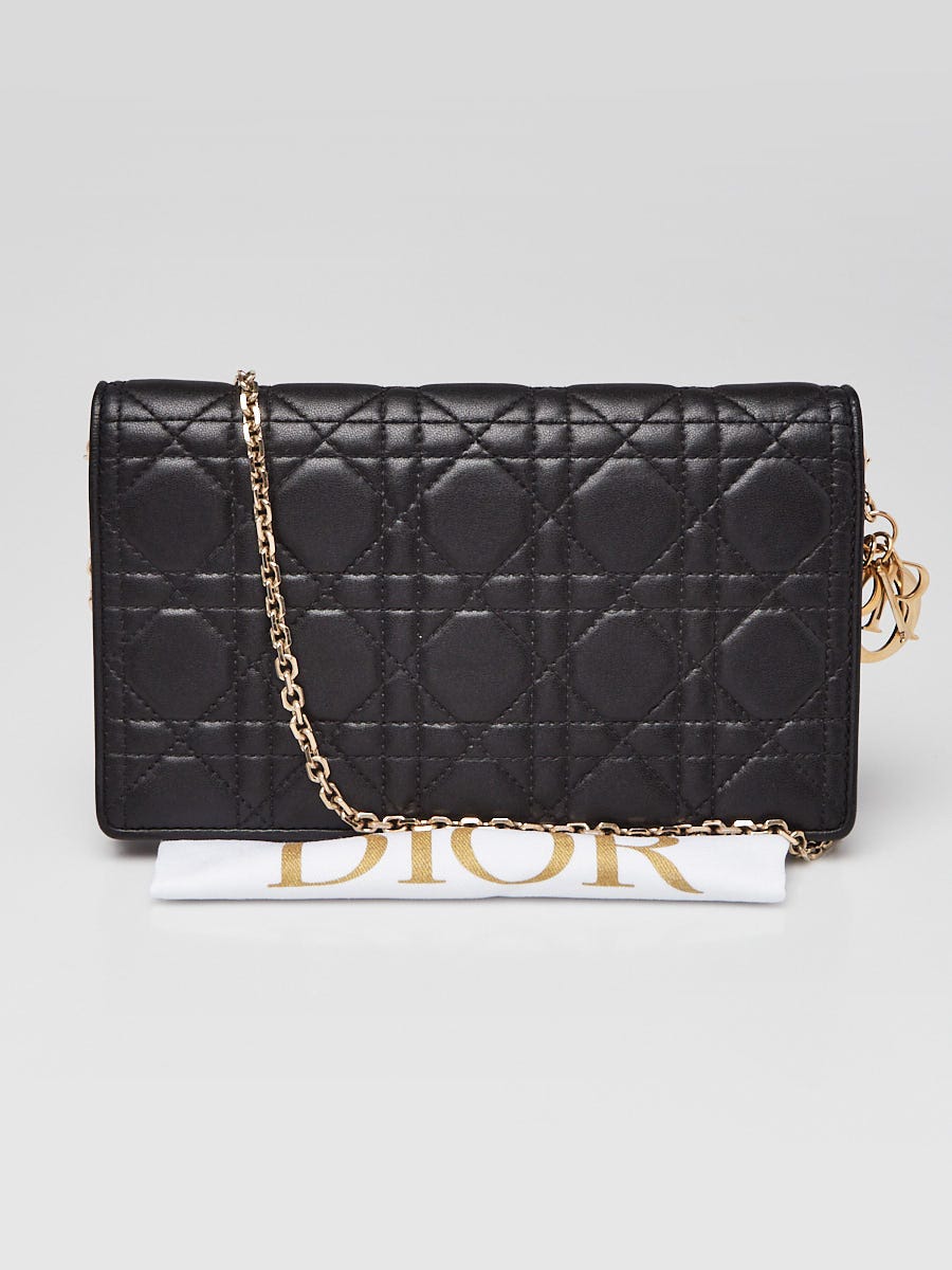 Christian Dior Black Cannage Quilted Lambskin Leather Lady Dior