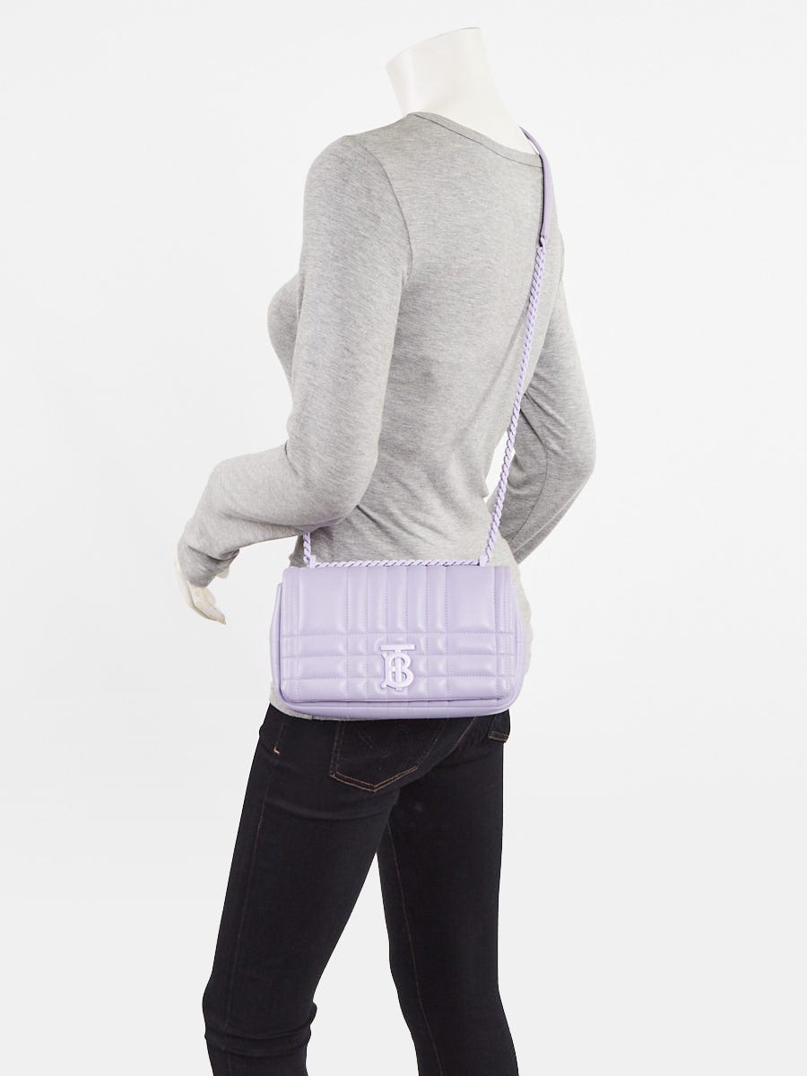 Burberry Purple Quilted Check Lambskin Leather Small Lola Bag