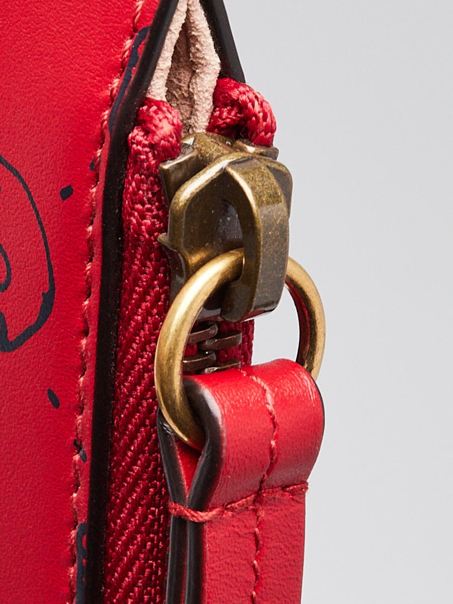 Gucci Red Leather Ghost Skull Zip Pochette | Yoogi's Closet