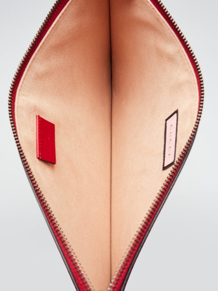 Gucci Red Leather Ghost Skull Zip Pochette | Yoogi's Closet