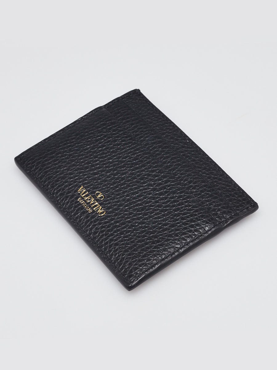 Valentino Black Leather Rockstud Card Holder