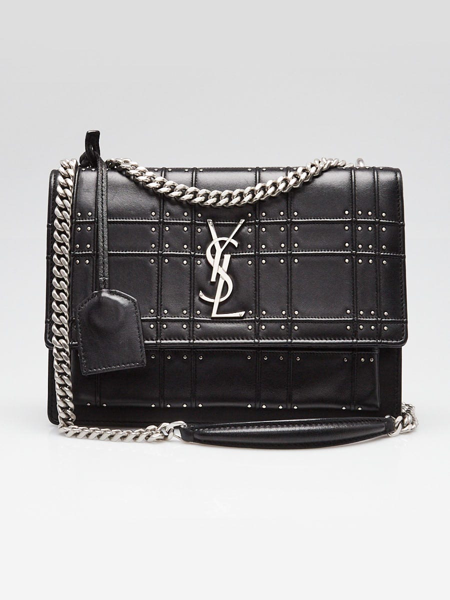 Yves Saint Laurent Black Studded Leather Medium Sunset Crossbody Bag