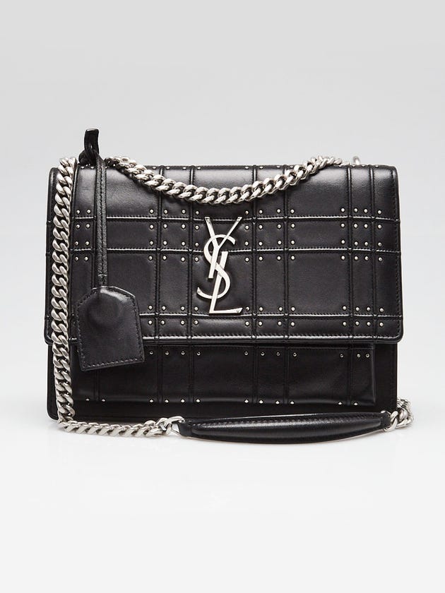 Yves Saint Laurent Black Studded Leather Medium Sunset Crossbody Bag