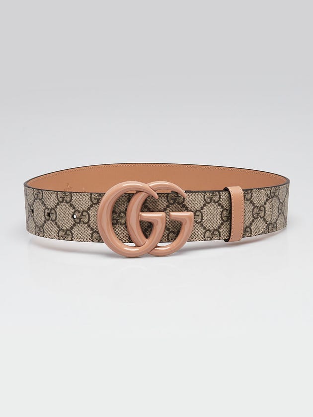 Gucci Beige/Grey Supreme Coated Canvas Double G Belt Size 65/26